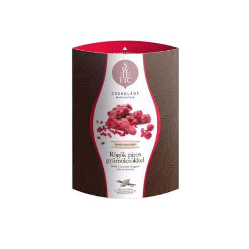 Sweetic Csokoládé rögök - fehér piros gyümölcsökkel párnadobozos 50g képe
