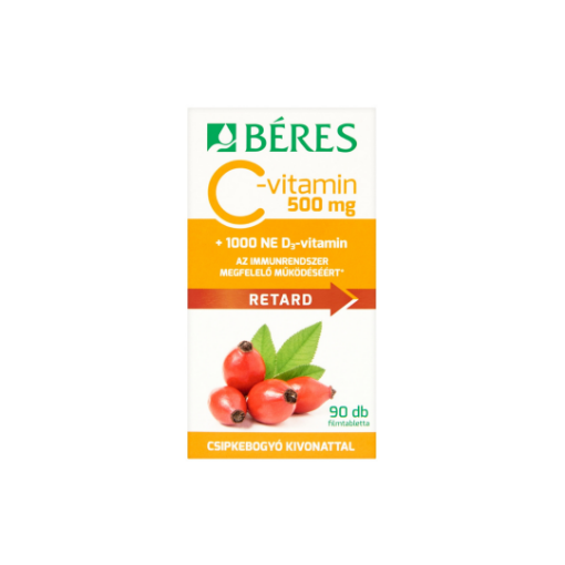 Béres C-vitamin 500mg csipkebogyó+D3 vitamin 1000NE retard ftbl. 90x