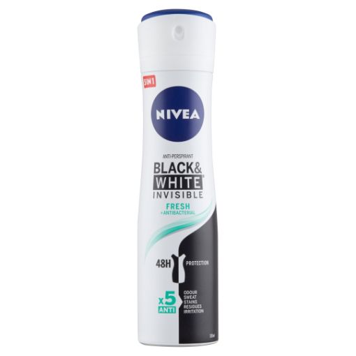 Nivea Black & White Invisible Fresh deo spray 150 ml képe