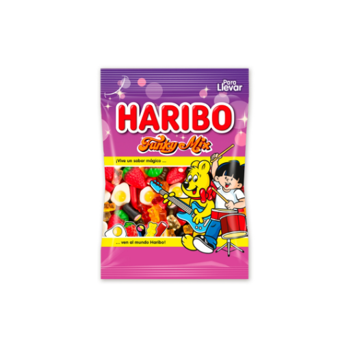 Haribo Funky Mix édességkeverék édesgyökérrel, gyümölcsízű gumicukorkával, konfekt-darabokkal 100 g képe
