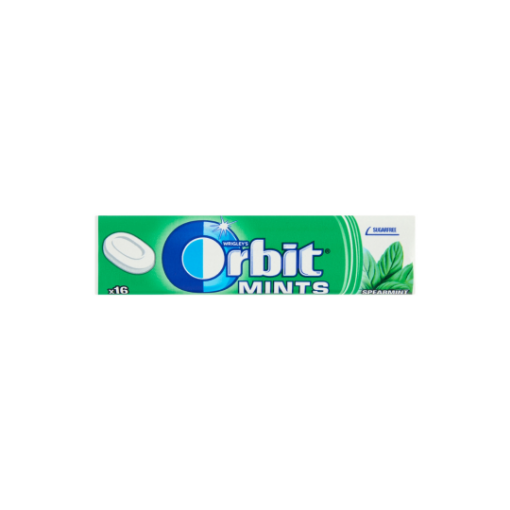 Orbit Mints Spearmint menta ízű cukormentes töltetlen keménycukorka édesítőszerrel 28 g képe