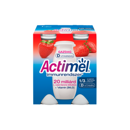 Danone Actimel zsírszegény, élőflórás, eperízű joghurtital 4 x 100 g (400 g) képe