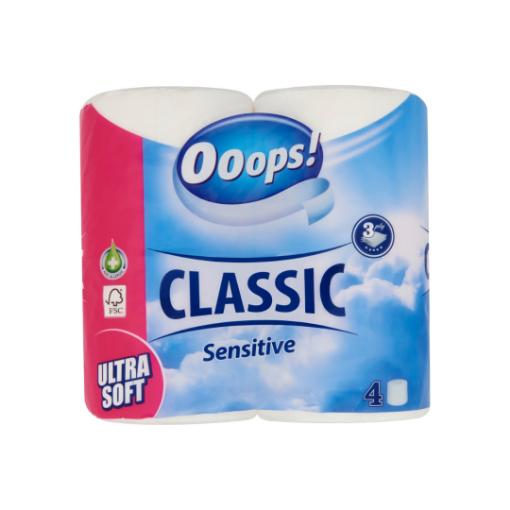 Ooops! Classic Sensitive toalettpapír 3 rétegű 4 tekercs képe