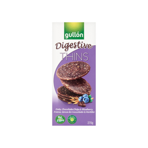 Gullón Digestive Thins keksz csokoládé darabkákkal és áfonyával 270 g képe