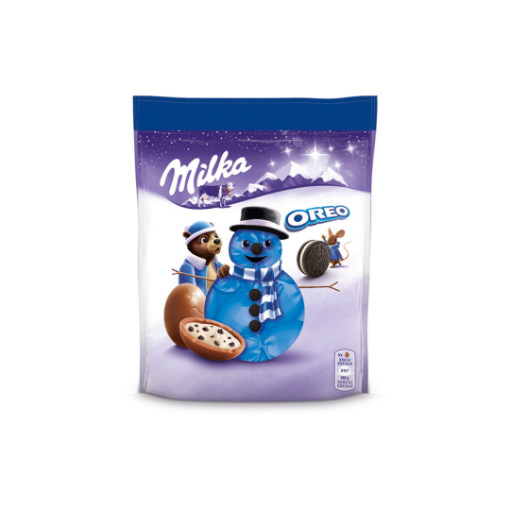 Milka Oreo alpesi tej felhasználásával készült tejcsokoládé tejes krémtöltelékkel 86 g képe