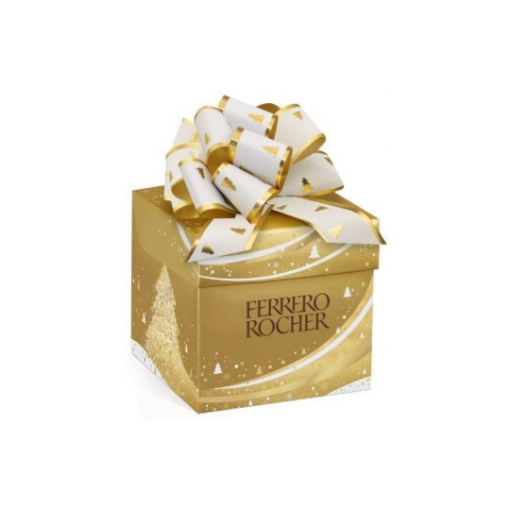 Ferrero Rocher tejcsokoládéval és mogyoródarabkákkal borított ropogós ostya lágy töltelékkel , Karácsonyi ajándékdobozban, 75 g képe
