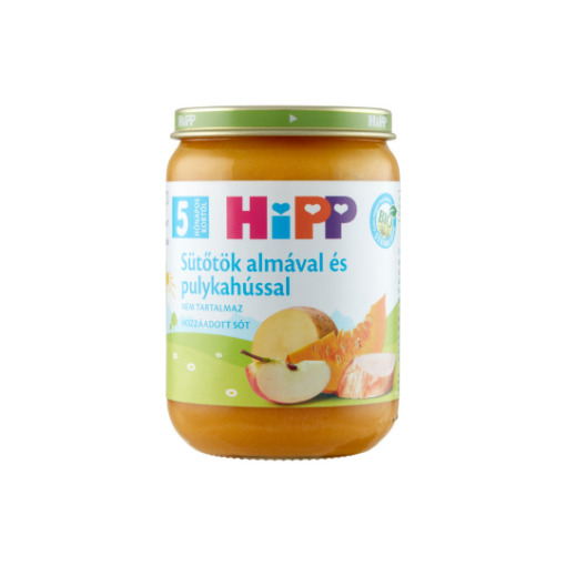 HiPP BIO sütőtök almával és pulykahússal bébiétel 5 hónapos kortól 190 g képe