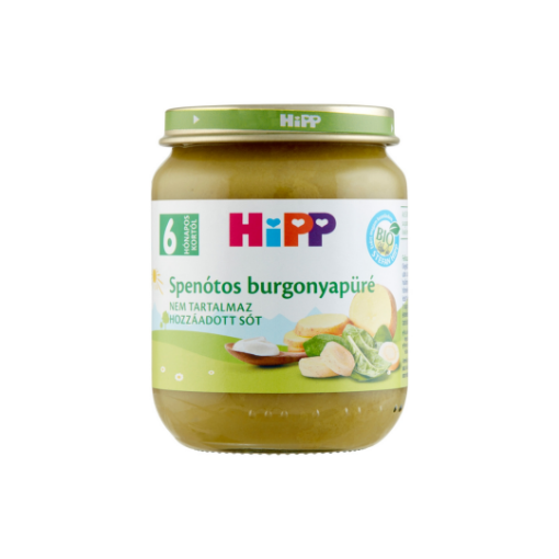 HiPP BIO spenótos burgonyapüré főzelék a babának 6 hónapos kortól 125 g képe