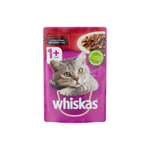 Whiskas teljes értékű nedves eledel felnőtt macskáknak marhával mártásban 100 g képe