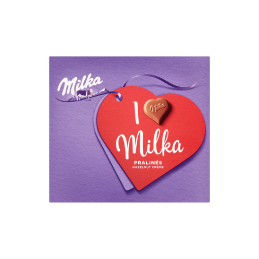 Milka alpesi tej felhasználásával készült tejcsokoládé praliné mogyorós krémtöltelékkel 110 g képe