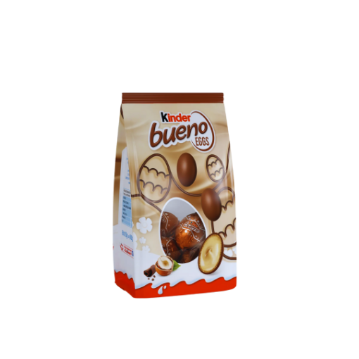 Kinder Bueno Eggs tejcsokoládéval bevont ostyatojások tejes-mogyorós krémmel töltve 80 g képe
