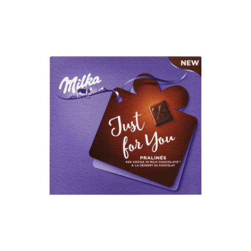 Milka Just for You magas kakaótartalmú tejcsokoládé praliné kakaós krémtöltelékkel 110 g képe