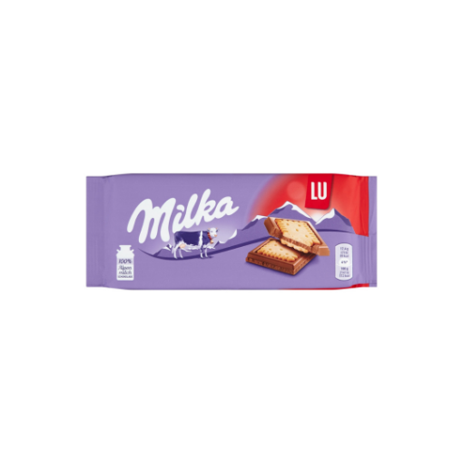 Milka LU alpesi tejcsokoládé ropogós keksszel 87 g képe