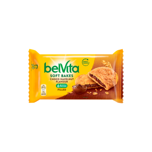 Belvita Soft Bakes gabonás, omlós keksz, mogyorós ízű kakaós töltelékkel 50 g képe